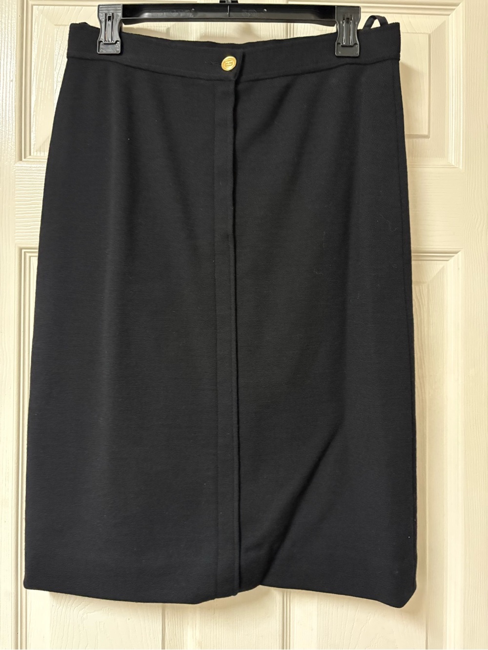 Auth CHANEL Wool Midi Pencil Skirt Size 8 or 10 ? Black Women's #171